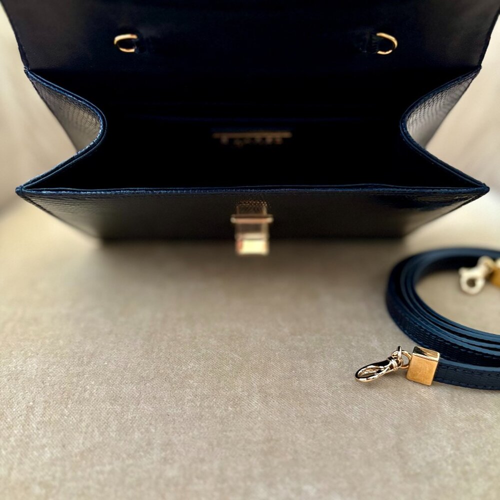 Auth. SUAREZ Italy Genuine Karung Lizard Black MINAUDIÈRE Bag - Picture 6 of 6